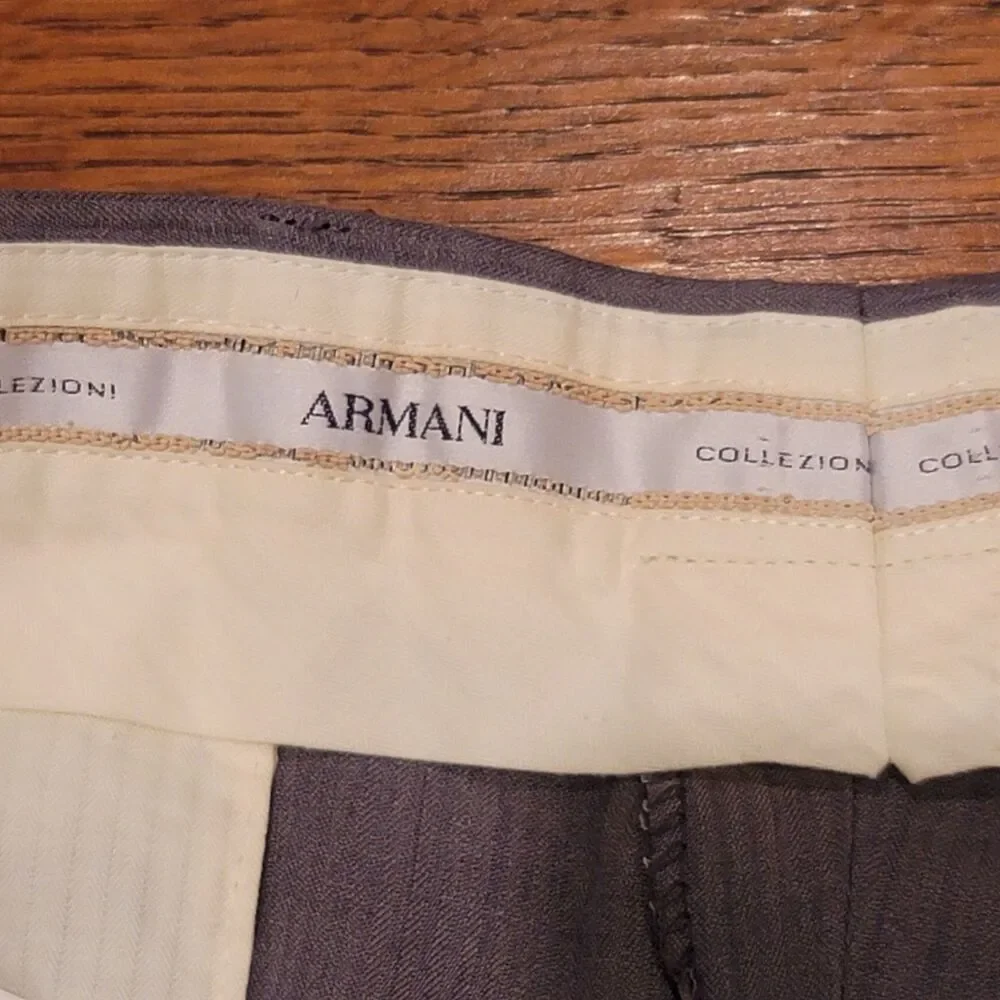 Armani Linen Blend Pants Mens Gray Pleated 36x30